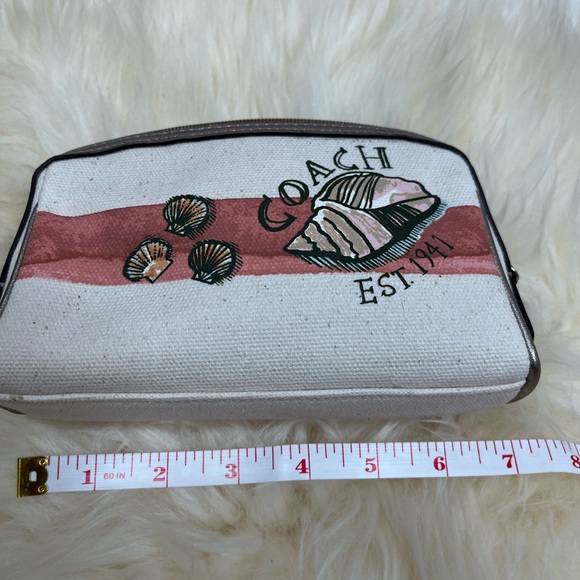 Coach Beach Canvass Cosmetic Bag Beach Shell Retired  Metallic Bronze Trim - Picture 8 of 10